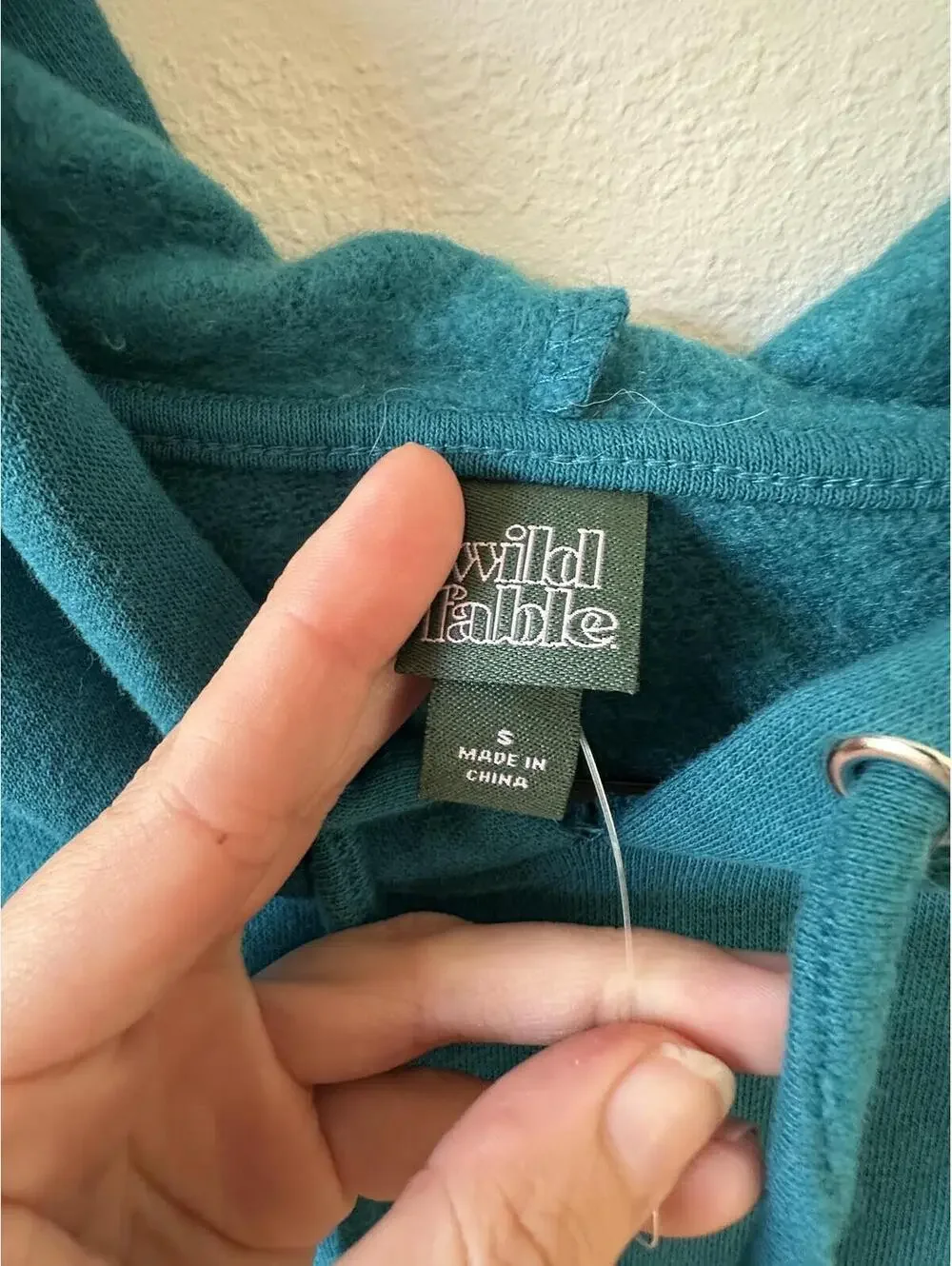 Wild Fable Teal Cropped Pullover Hoodie Sweatshirt Size S - Picture 3 of 6